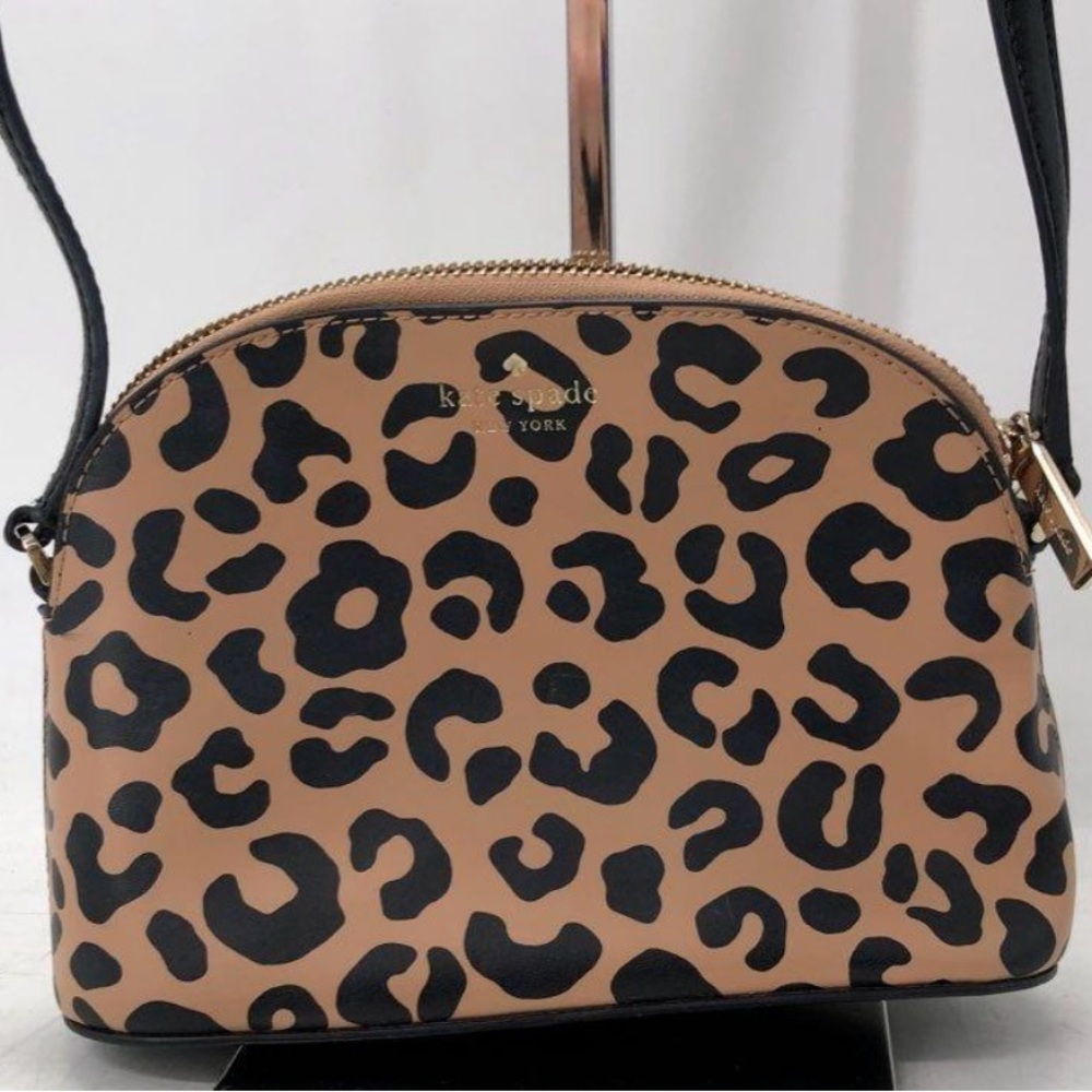 Kate Spade Tan and Black Crossbody Bag with Leopard Print